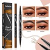 Pack of 2 Eyebrow Pencils, Waterproof, 2-in-1 Dual-Ended Microblading Eyebrow