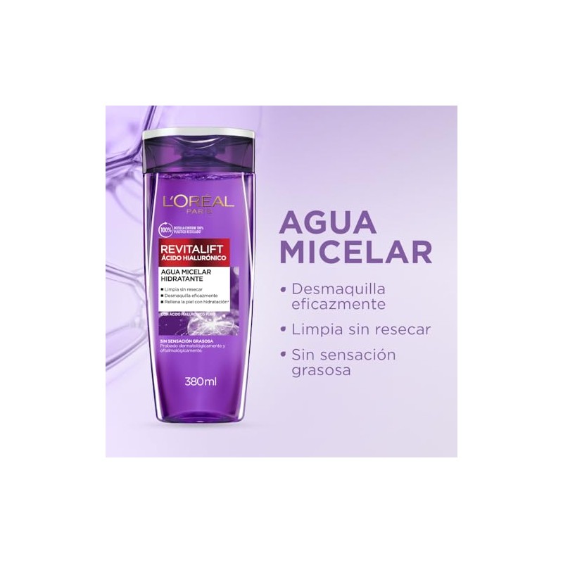 L'oréal Paris Agua Micelar Revitalift Ácido Hialurónico, 380 ml
