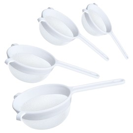 Worldity 4Pcs Fine Nylon Mesh Strainer, Double Ear Food Filter Strainer with Handle,Plastic Strainer for Tea Juice Flour Soy Milk(3 Inch 5 Inch 6 Inch 7 Inch)