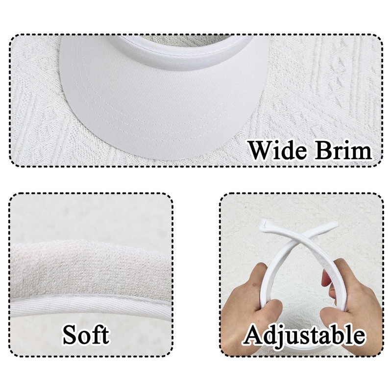 Ydocqli 3 Pack Black White Visor Women Men Clip On