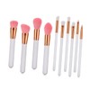 Outanaya 10pcs Goat Hair Makeup Brush Set Wooden Handle Blending