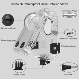 YicDofu Osmo 360 Waterproof Case, 40m/131FT Underwater Housing 97% High Transmittance AR Coating Anti-Fog Anti-Scratch Protective Cover for DJI Osmo 360 Diving Surfing Swimming Ski