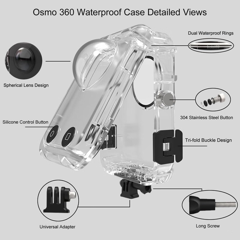 YicDofu Osmo 360 Waterproof Case, 40m/131FT Underwater Housing 97% High