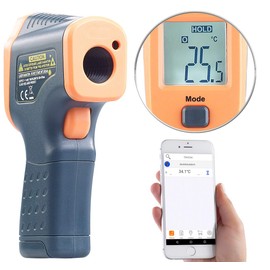 AGT Temperature Meter: Professional Infrared Thermometer with Laser, -50 to +600 °C, LCD, Bluetooth (IR Thermometer, Remote Thermometer, Grill Thermometer)