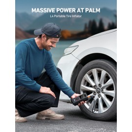 AstroAI L4 Tire Inflator Portable Air Compressor, 150PSI Portable Air Pump for Car Tires with Pressure Gauge LED Light, Electric Air Pump Quick Inflation for Cars, Motorcycles, Bikes, Tires, Balls