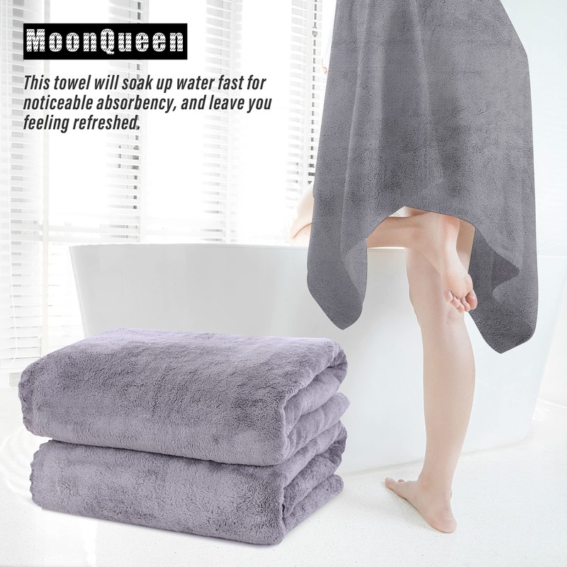 MOONQUEEN 2 Pack Premium Bath Towel Set - Quick Drying