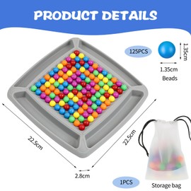 Pack of 125 Intellectual Chessboard, Double Duel, Rainbow Ball Chessboard, Tabletop Family Gaming Party for Adults and Children, Comes with a Storage Bag