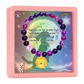 SODLYUE Pet Memorial Gifts, Dog Memorial Gifts Bracelet for Beloved Dog,8MM Amethyst Pet Sympathy Bracelet for Women Who Loss of Pets,Dog Bereavement Sympathy Gift