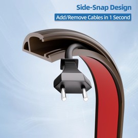 6ft Floor Cord Cover with Side-Open Design – Self-Adhesive Silicone Cable Protector, Flexible Cord Hider for Wires on Floor, Home/Office Safety Cover for Extension Cords & Power Cables (Brown)