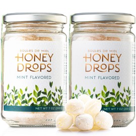 Gourmanity Honey Drops Mint Candy, Cooling Mint Flavored Liquid Honey, Soothes your palette, Ideal Hostess or Holiday Gift, Made in Provence, France, 7oz (Pack of 2)