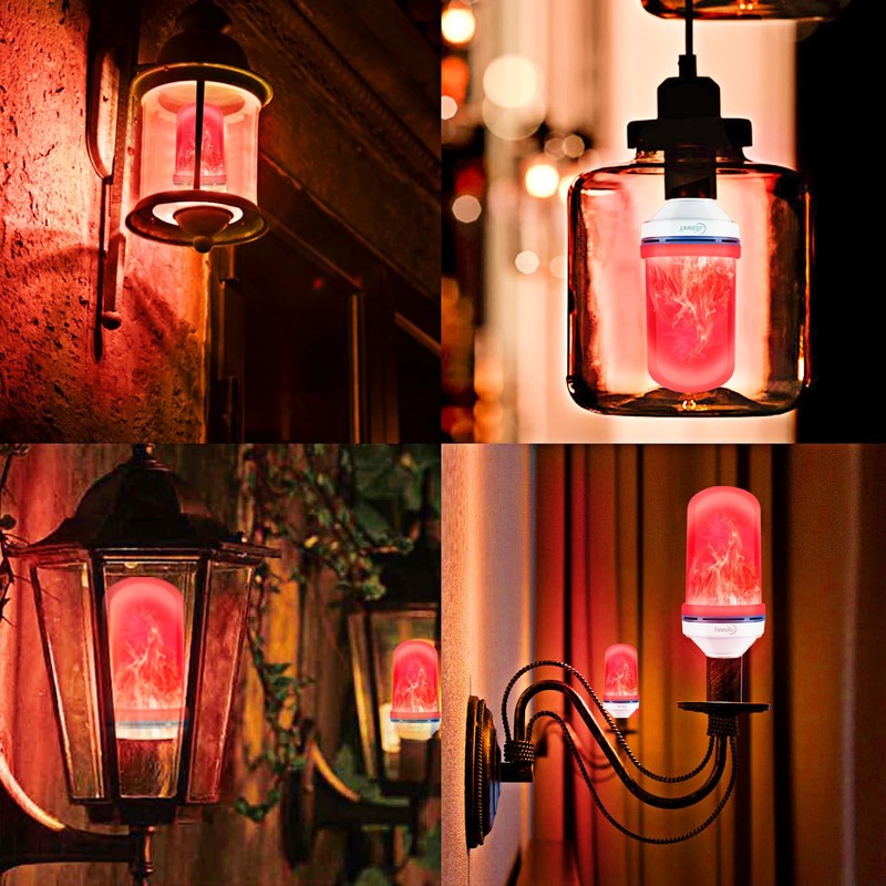 Yewclls LED Flame Effect Light Bulb, 4 Modes E26 Base