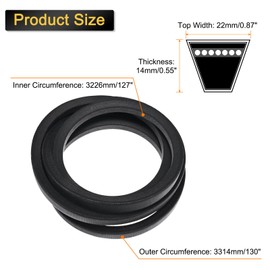 uxcell C127 Drive V-Belt, 130.5" Outside Circumference Rubber Wrapped Industrial V-Belt Classical C-Section Drive Transmission Belt for Power Transmission, Black