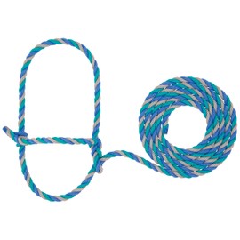 Weaver Leather Livestock Cattle Rope Halter, Blue/Teal/Gray
