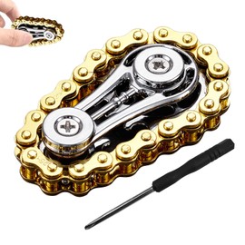 Gears Fidget Toys, Cool Fidget Spinner for Stress Relief, Metal Anti-Stress Toy Linkage Bike Chain Design, Hand Finger Spinner for Adults Children Anti-Angs