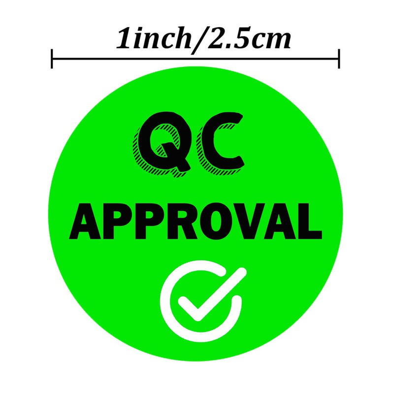 1 inch QC Approval Labels Green Inventory Quality Control Stickers