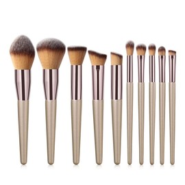 Juego de 10 brochas de maquillaje, juego de herramientas for polvos cosméticos, sombras de ojos, base, colorete, difuminado, kit de belleza