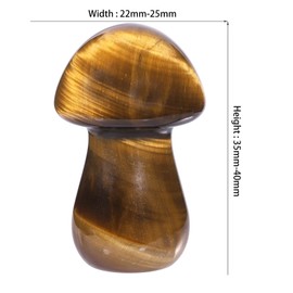 Nupuyai 2pcs Tiger's Eye Mini Crystal Stone Statue Carved Quartz Mashroom Decor, Energy Healing Polished Stone Figurine