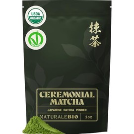 NaturaleBio Té Verde Matcha En Polvo. Orgánico De Grado Ceremonial, 28 G. De Uji, Kioto. Para La Ceremonia Tradicional Japonesa Del Té. Matcha En...  