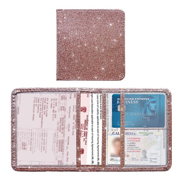 Kewucn Car Registration and Insurance Holder, Leather Auto Glove Box