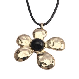 GelConnie Leather Necklace for Women Gold Leather Rope Pendant Necklace Stone Cowgirl Choker Flower Necklace Vintage Jewelry Gift