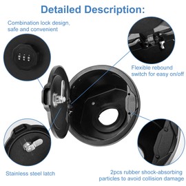 ROCCS Fuel Filler Door Combination Locking Gas Tank Cap Cover for Jeep Wrangler Accessories 2018-2023 JL (Black(JL 2018-2023))