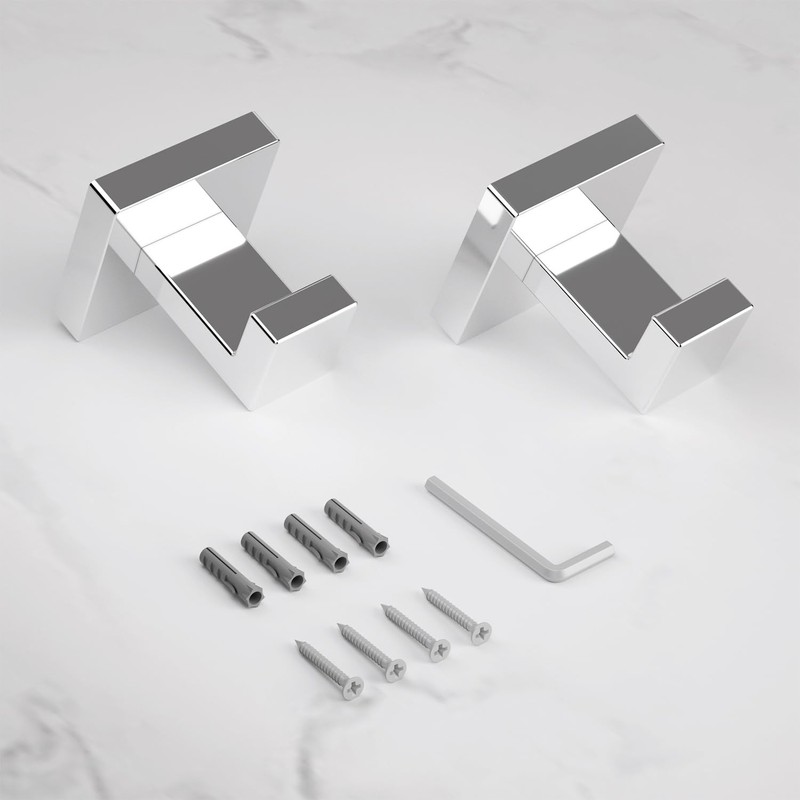 HITSLAM Towel Hooks for Bathroom Wall Mounted, Chrome Bathroom Hook,