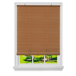 PowerSellerUSA Oval Cordless Blinds, Roll-Up Roller Shades for Windows and Doors, Light Filtering and Shades Privacy Window Treatment for Home - 72" (Width) x 72" (Length) Woodtone