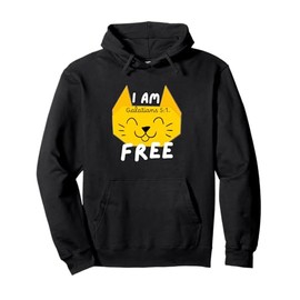 I AM FREE | Kitty Cat Face Lovers BIBLE VERSE Pullover Hoodie
