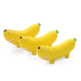 BRMDT 5.3'' Squeak Latex Dog Toys Banana 3 Pcs, Funny Fruit Sets Pet Toys Puppy Small Medium Dog Squeaky Chew Toys