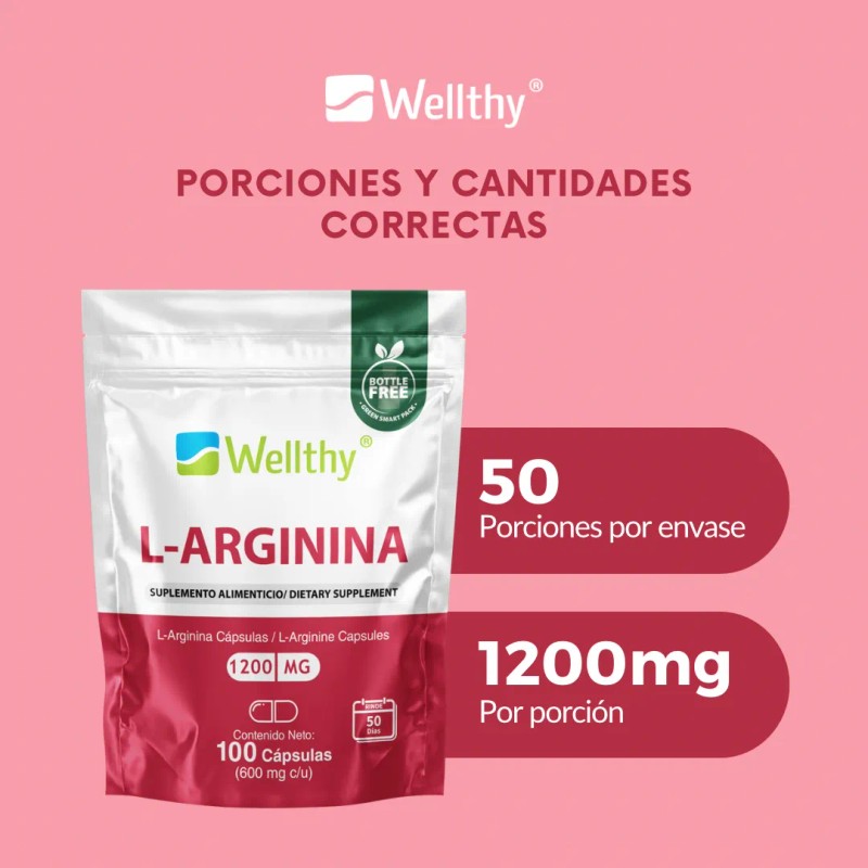 L Arginina 600mg 100 Cpsulas Wellthy Sin Sabor
