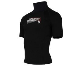 Two Bare Feet Adults Thermal Fleece Lined Rash Vest Short Sleeve - UV Protection Surf Base Layer, Wetsuit Swimming Tops for Surfing (Black Short Sleeve, S)