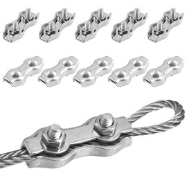 10 Stück Drahtseilklemme, M3 Seilverbinder, 3mm Stahlseil Duplex Klemme, 3mm Seilklemme, Edelstahl 304 Drahtseilklemmen Drahtklemme für Drahtseil Stahlseil Wäscheleinenspanner Markise Fixiert