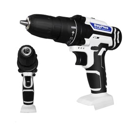 Bare Brushless Cordless Drill Screwdriver with LED Work Light, 0.8-10mm Drill Chuck, 45Nm - 25+1 Torque Setting, Adjustable 2-Speed - White