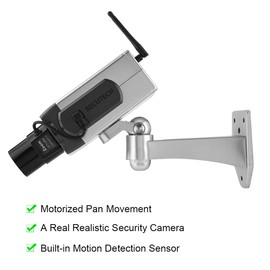 Fake Security Camera, Emulation CCTV Auto Rotation Movement Security Camera Surveillance System with Realistic Look Flashing LED for Home Store Indoor