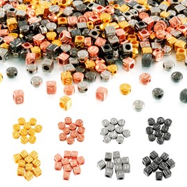 Bestewelry 800 Pieces Plastic Alphabet Beads, Cube Initial Letter Beads, Flat Round Disc, A~Z Letter Beads, Pony Beads for Friendship Bracelet Jewellery Making