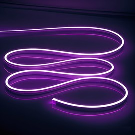 OWOFYDR LED Neon Lights Flexible Purple 16.4FT/5M 12V DC Waterproof Flexible LED NEON Light for Indoors Outdoors Decorm [ No Power Adapter] Purple