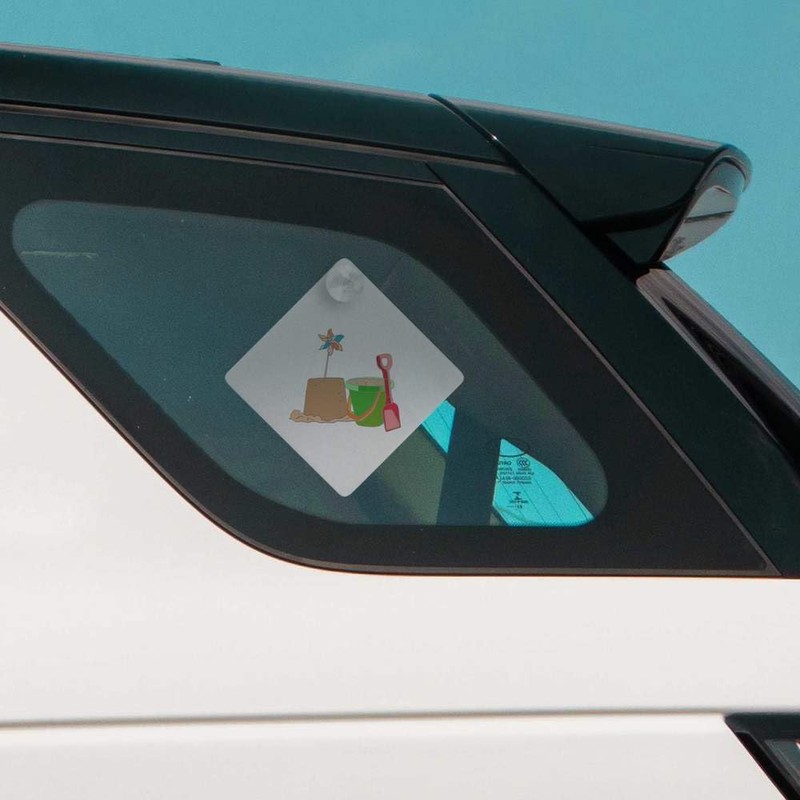 'Bucket, Spade sand castle ' Suction Cup Car Window Sign