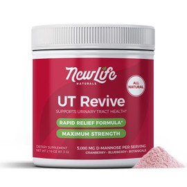 NewLife Naturals UT Revive with D Mannose Powder – UTI Support for Urgency, Natural Urinary Tract Health for Women - with Cranberry, Blueberry & Botanicals – Short Term Potent Formula - 10 Servings