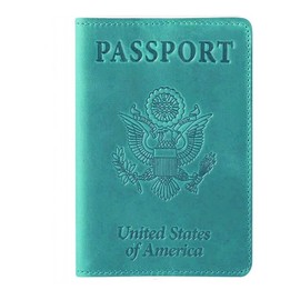 Ciana Passport Holder for Men and Women - PU Leather Passport Cover and Card Holder - Combo Slim Passport Holder with Card Protector Slot, Travel Must Haves (Turquoise)
