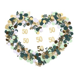 Moorle Birthday Green Gold Confetti, Pack of 200 Table Decoration 50, 50th Birthday Decoration Confetti, Confetti Confetti Birthday Decoration 50th Birthday for Men and Women