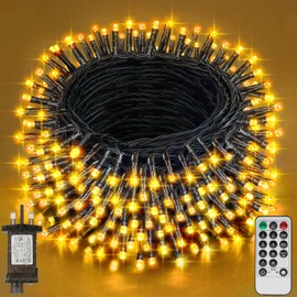 Realky Fairy Lights Plug in, 41.2M/135.2FT 320LED Waterproof Outdoor String Lights Mains Powered with 8 Modes/Remote Control, Christmas Lights for Outside Indoor Garden Bedroom Decorations(Warm White)