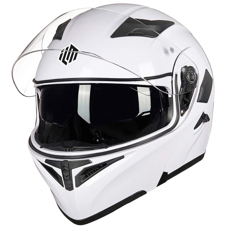 ILM Motorcycle Dual Visor Flip up Modular Full Face Helmet