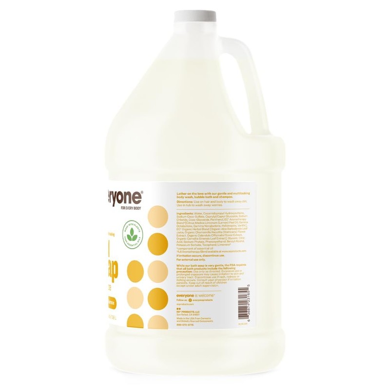 Everyone 3-in-1 Soap, Body Wash, Bubble Bath, Shampoo, 1 Gallon,