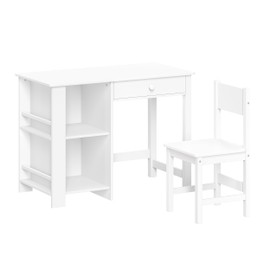 RiverRidge Kids Chair and Desk Set with Storage Cubbies, Drawer & Bookracks - Art Table Desk for Bedroom Table