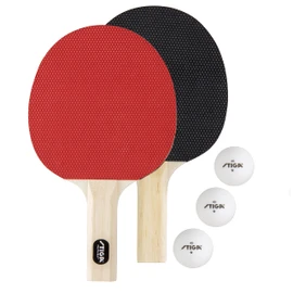 Stiga Juego clásico de Ping Pong para 2 Jugadores, 2 Raquetas de Tenis de Mesa, 3 Bolas Blancas de 1 Estrella Incluidas