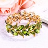 BriLove Wedding Bridal for Women Marquise-Shape Leaf Stretch Bangle Peridot