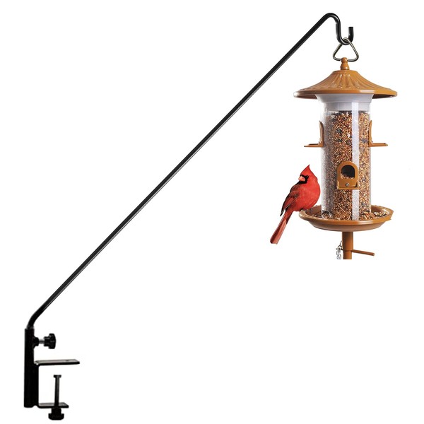 Yes4All Idzo Deck Hook for Bird Feeder, 43in Deck Bird Feeder, Plant Hanger for Railing, 3in Non-Slip Clamp,Black
