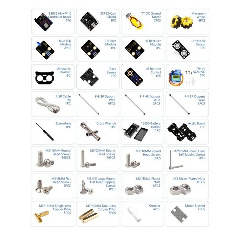 Acebott Robot Smart Car DIY Kit - 4WD Programmable Robot