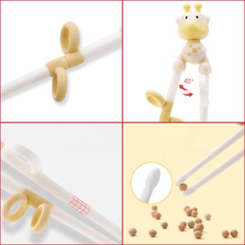 Wakaka Chicken Shape Chopsticks, Easy to Use Training Chopsticks for Children and Adults, Made With Non-Toxic Dishwasher-safe Reusable Chopstick Set (Yellow Deer)