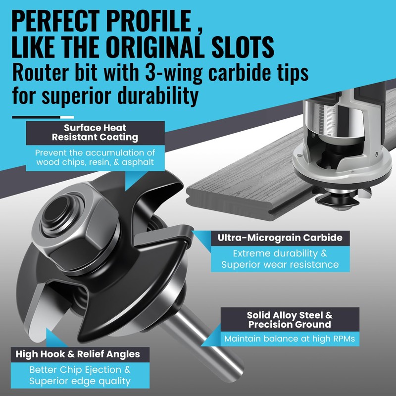 for Trex Router Bit Groove Cutter, Used for Trex Board
